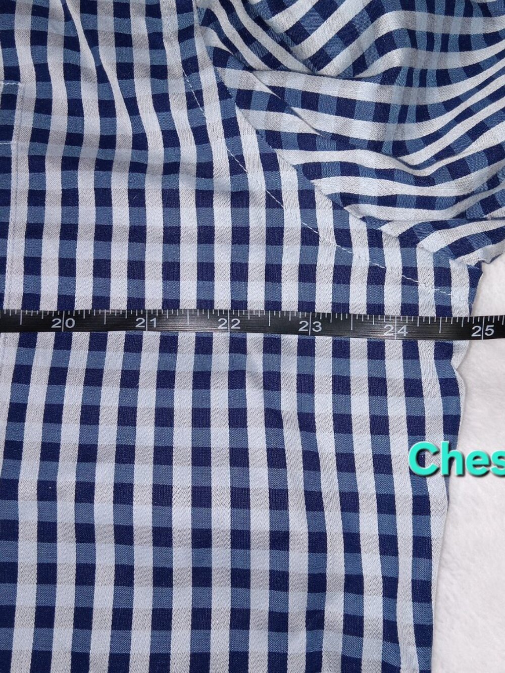 Johnston Murphy Men's XL Blue Gradient Gingham Plaid Button Down Dress Shirt - Picture 10 of 15